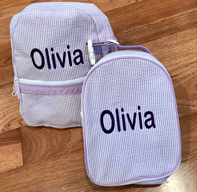 Lilac Seersucker Backpack By Mint